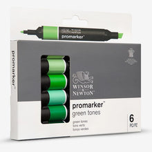 Load image into Gallery viewer, Green Tones Winsor and Newton Pro Markers
