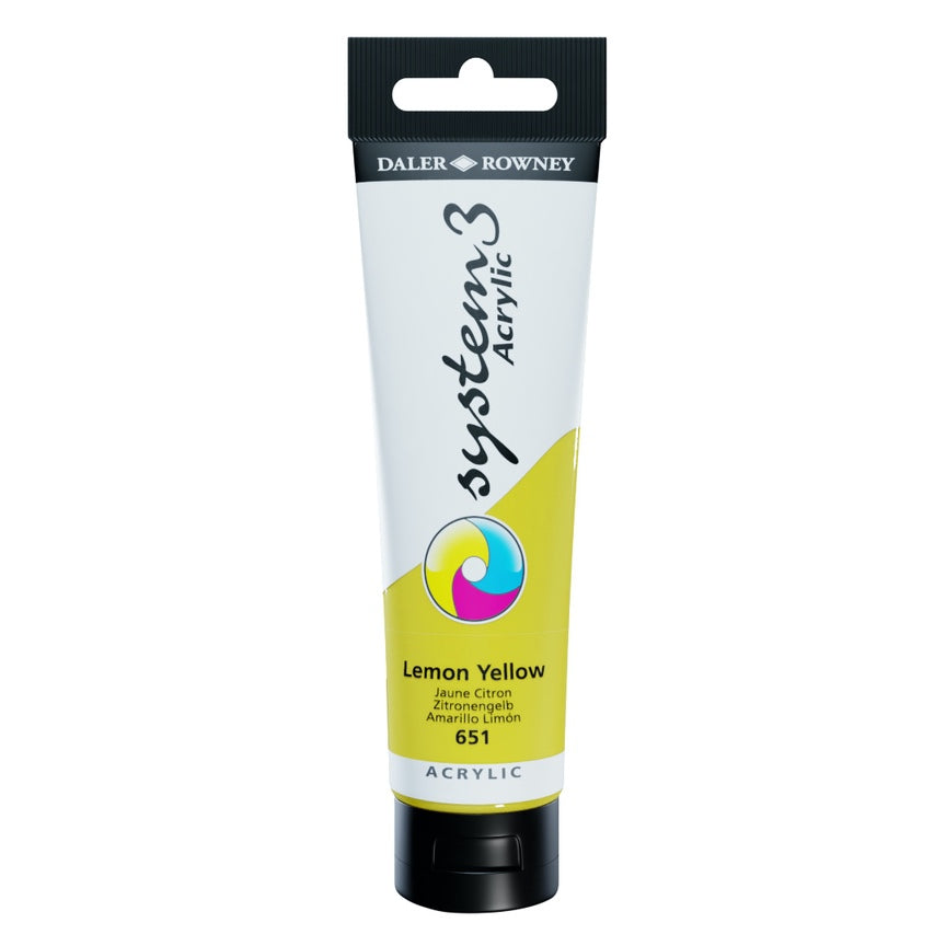 Daler Rowney System 3 Acrylic 150ml - Lemon Yellow - Paint